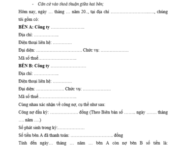 biên bản xác nhận công nợ