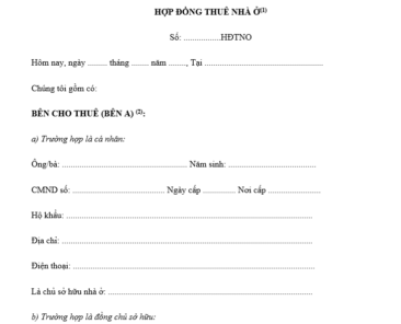 mẫu hợp đồng cho thuê nhà