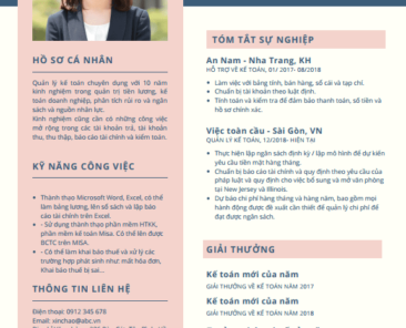 mẫu cv xin việc kế toán mới nhất