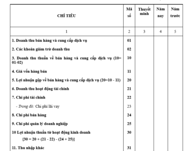 mẫu báo cáo kết quả hoạt động kinh doanh