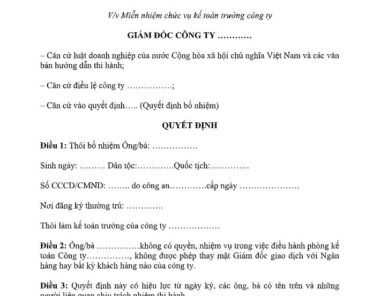 Miễn nhiệm kế toán trưởng